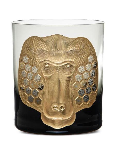 Artel African Safari Baboon-head Geometric Glass - Grey 