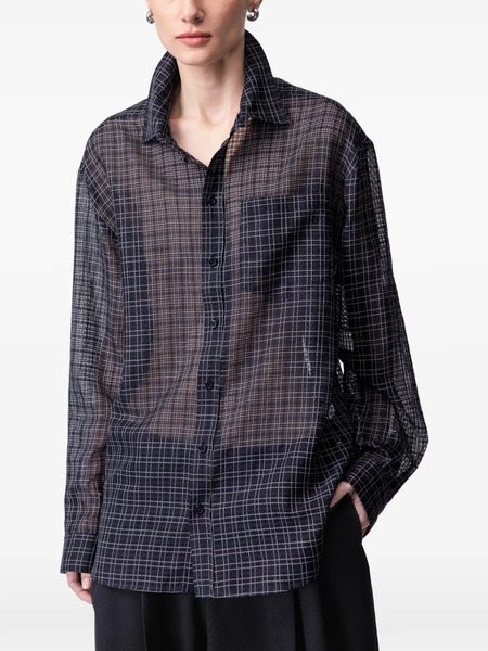  Article Ten Check-pattern Silk Shirt - Blue 