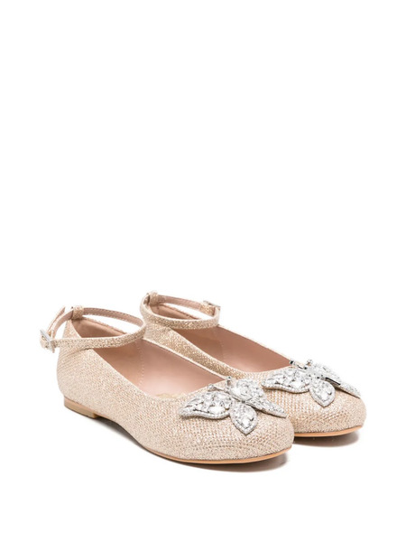  Aruna Seth Butterfly-embellished Ballerinas - Gold 