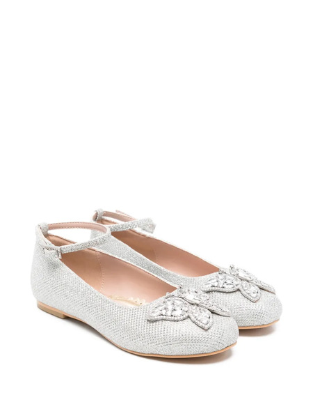  Aruna Seth Butterfly-embellishment Strap Ballerinas - Silver 