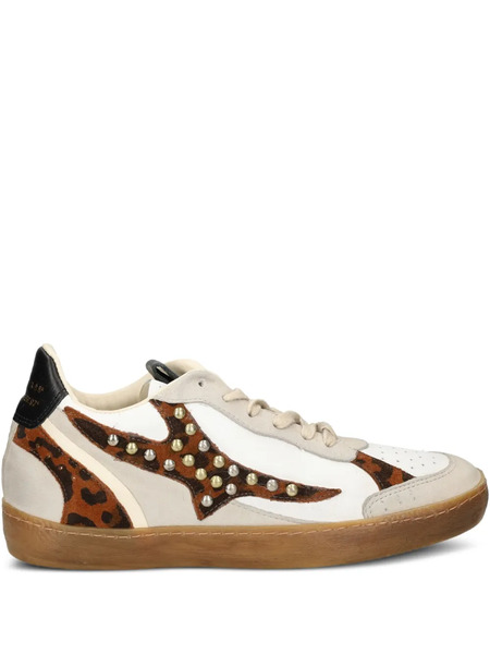  A.s.98 Studded Animal-print Sneakers - White 