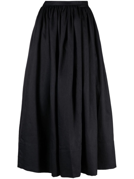  Asceno Coco Full Linen Midi Skirt - Black 