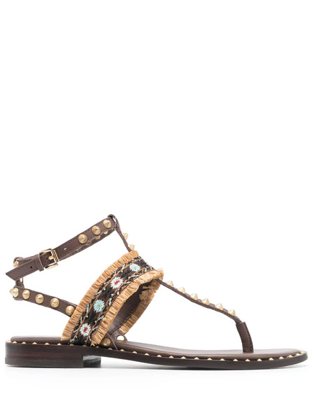  Ash Bead-embellished Leather Sandals - Brown 