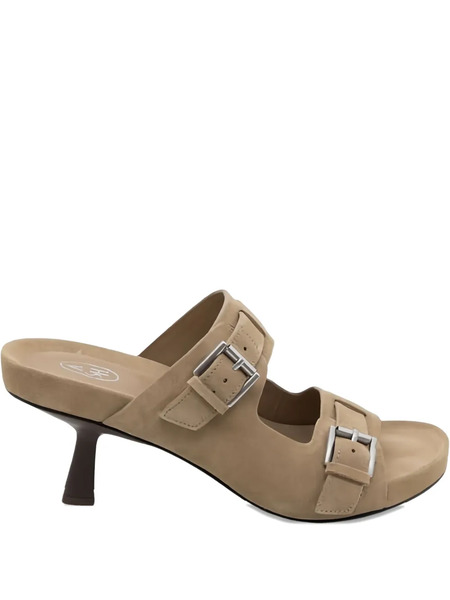 Ash 27,5mm Double-buckle Suede Heeled Sandals - Brown 