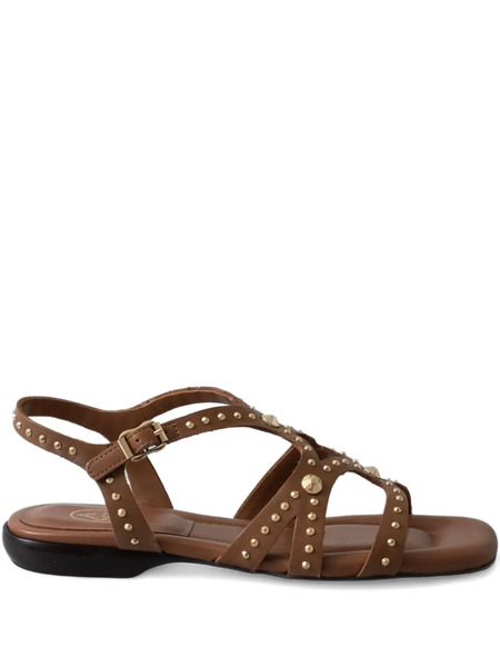  Ash Open-toe Leather Flat Sandals - Brown 