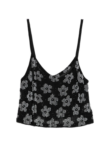  Ashish Floral Sequin Top - Black 