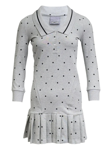  Ashley Williams Amelia Long-sleeve Polka-dot Mini Dress - Grey 