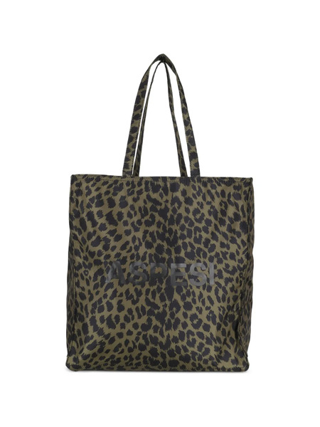  Aspesi Animal Print Shopper Bag - Green 