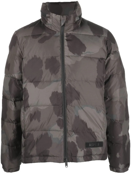  Aspesi Camouflage-print Padded Jacket - Grey 