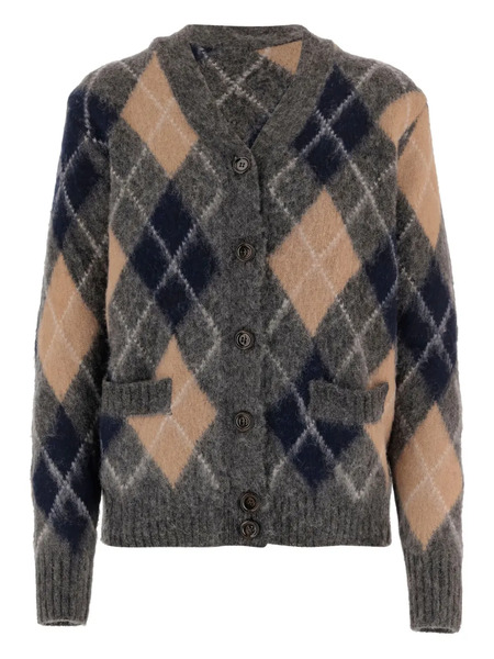  Aspesi Geometric-brushed Wool Cardigan - Grey 