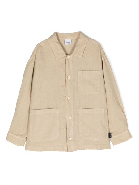  Aspesi Kids Button-fastening Linen Shirt - Neutrals 