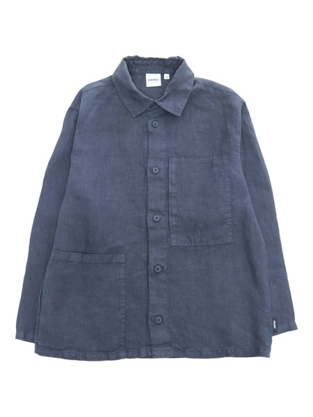  Aspesi Kids Button-up Linen Shirt - Blue 