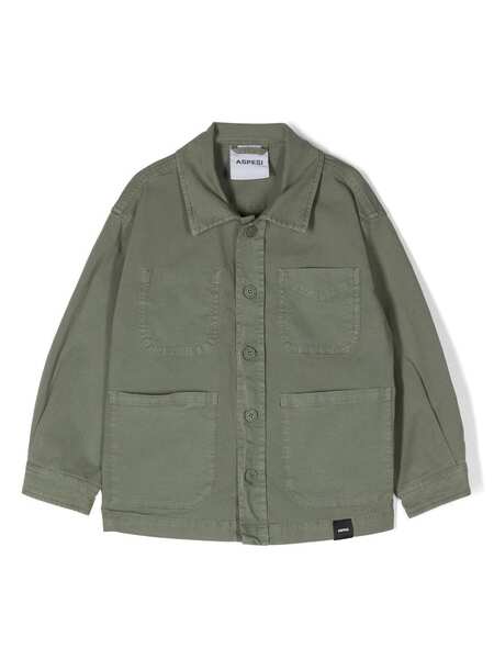  Aspesi Kids Button-up Stretch-cotton Shirt - Green 