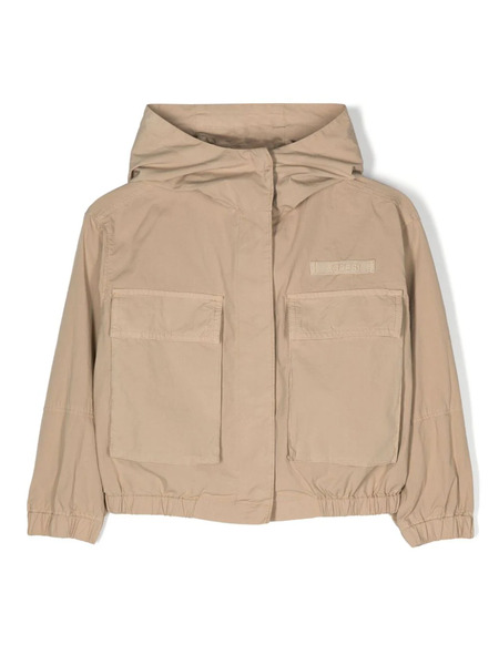  Aspesi Kids Logo-patch Hooded Jacket - Neutrals 