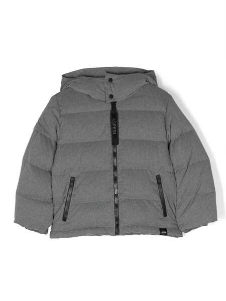  Aspesi Kids Padded Hooded Jacket - Grey 