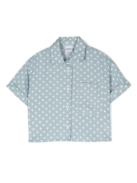  Aspesi Kids Polka Dot-print Cropped Shirt - Green 