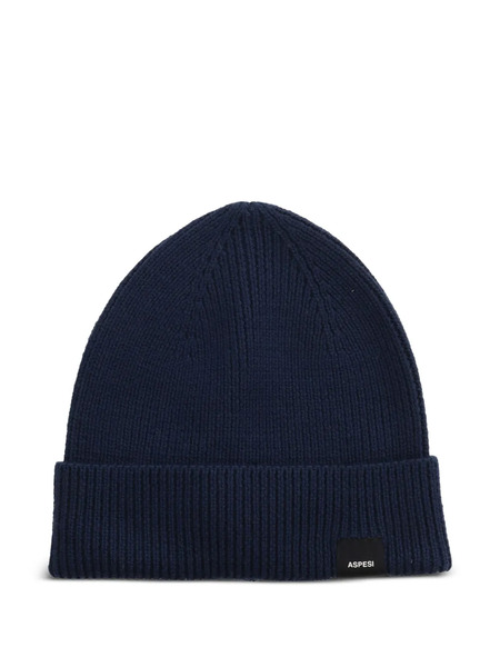 Aspesi Kids Ribbed Wool Beanie - Blue 