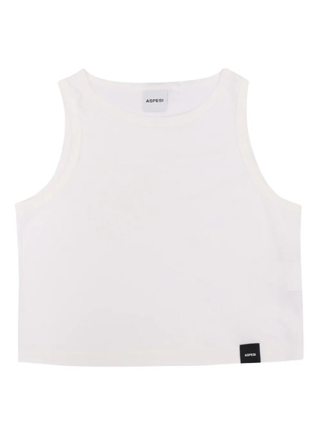  Aspesi Kids Round-neck Sleeveless Top - White 