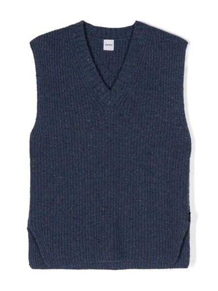  Aspesi Kids V-neck Knitted Vest - Blue 