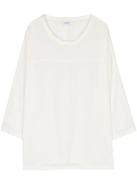  Aspesi Round-neck Silk T-shirt - Neutrals 