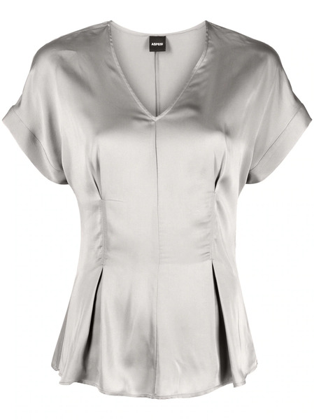  Aspesi Satin-finish Flared Blouse - Grey 