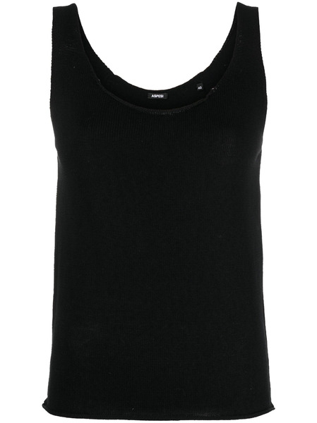  Aspesi Scoop Neck Knitted Vest Top - Black 