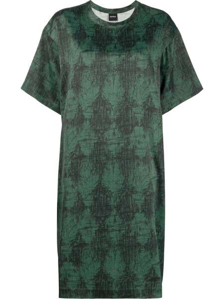  Aspesi Scribble-print T-shirt Dress - Green 
