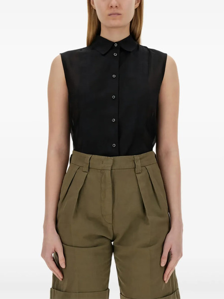  Aspesi Sleeveless Collared Shirt - Black 