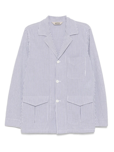 Aspesi Striped Single-breasted Blazer - 20098 - Riga Blu / Blue Stripe 