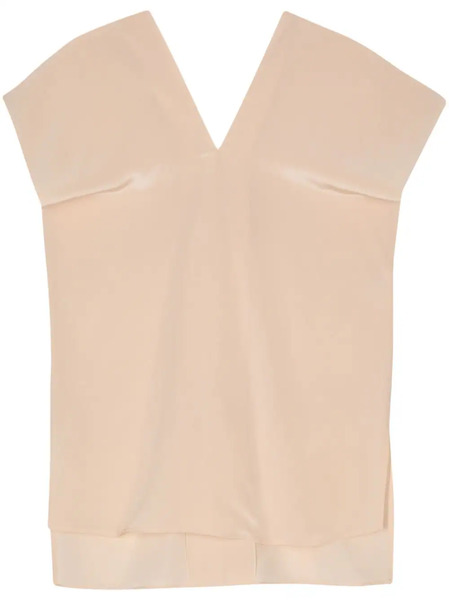  Aspesi V-neck Crepe Silk Blouse - Neutrals 