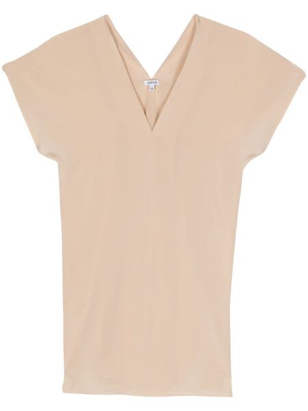  Aspesi V-neck Crepe Silk Blouse - Neutrals 