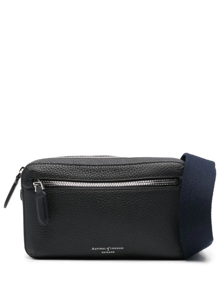  Aspinal Of London Reporter Compact Leather Messenger Bag - Blue 