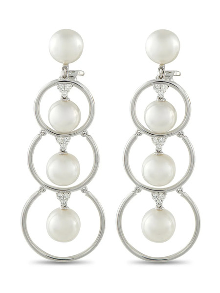  Assael 18k White Gold Prince Dimitri Diamond And Pearl Earrings - Silver 