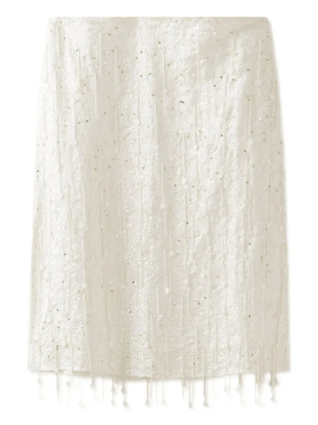  Asta Resort Fidan Beaded Tassel Midi Skirt - White 