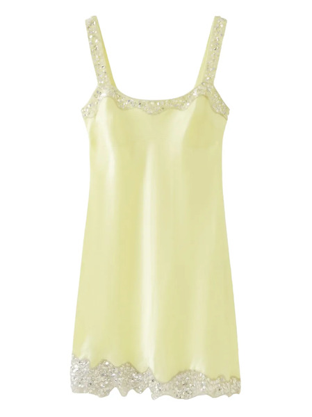  Asta Resort The Nikolina Hand Beaded Sequin-embellished Mini Dress - Yellow 