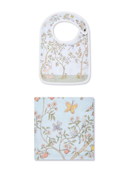  Atelier Choux Carré & Satin In Bloom Bib Set (set Of Two) - Blue 