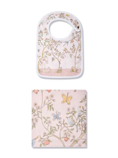  Atelier Choux Carré & Satin In Bloom Bib Set (set Of Two) - Pink 