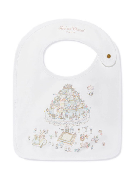  Atelier Choux Le Gâteau-print Satin Bib - White 