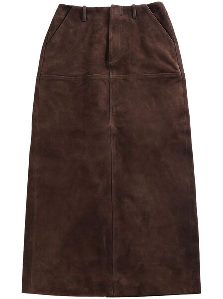  Atelier New York Suede Midi Skirt - Brown 