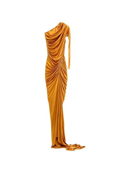  Atlein Draped One-shoulder Gown - Orange 