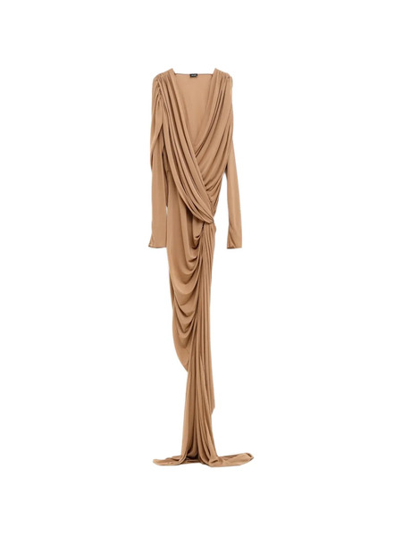  Atlein Draped Split Maxi Dress - Neutrals 