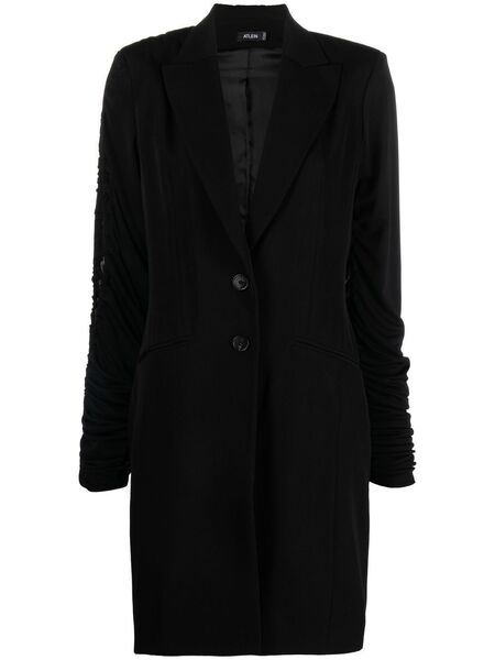  Atlein Ruched-sleeve Wool Blazer Dress - Black 