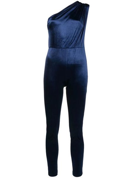  Atlein Velvet One-shoulder Jumpsuit - Blue 