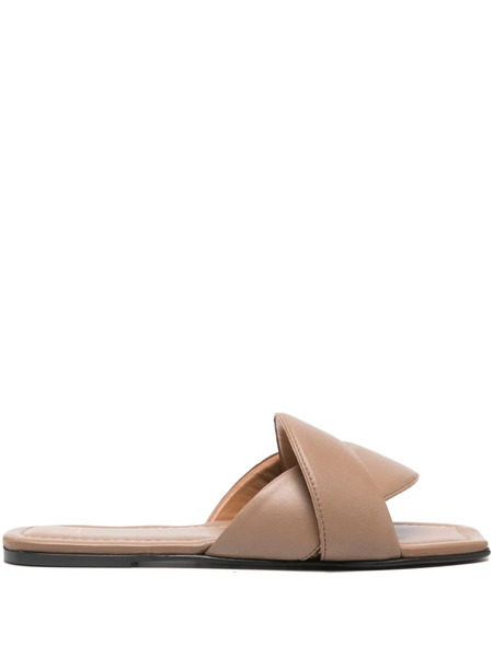  Atp Atelier Crossover-strap Leather Sandals - Brown 