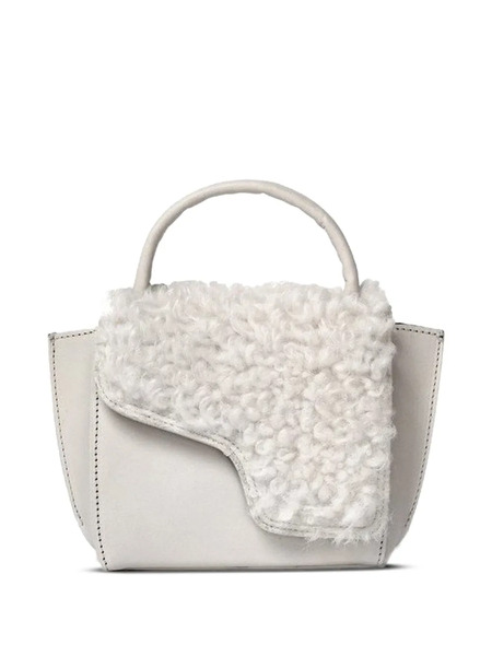  Atp Atelier Shearling-panel Tote Bag - White 