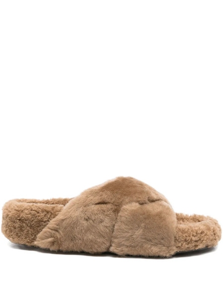  Atp Atelier Shearling Slippers - Neutrals 