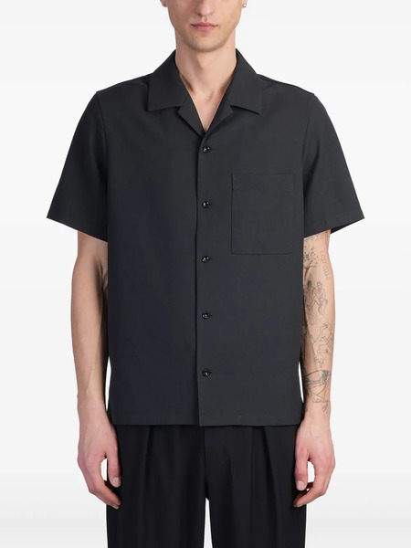  Attachment Linen-blend Shirt - Black 