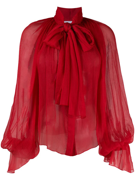  Atu Body Couture Balloon-sleeve Chiffon Blouse - Red 