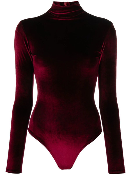  Atu Body Couture High-neck Velvet Bodysuit - Red 