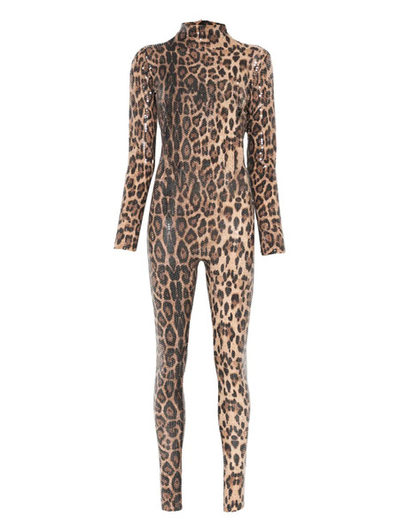  Atu Body Couture Leopard-print Jumpsuit - Brown 